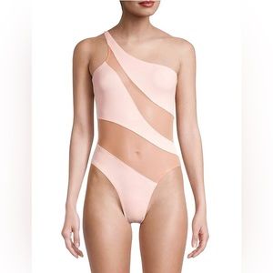 Norma Kamali Snake Mesh Mio Blush One Piece Women’s Swimsuit Size XS